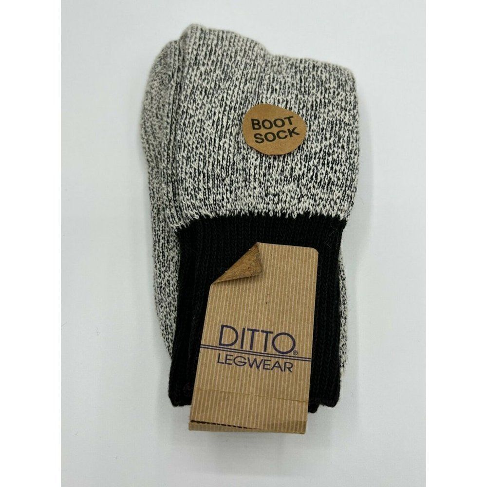 Ditto Boot Socks Cotton Nylon Womens Size 9-11 Brown Ivory Crew Length NEW